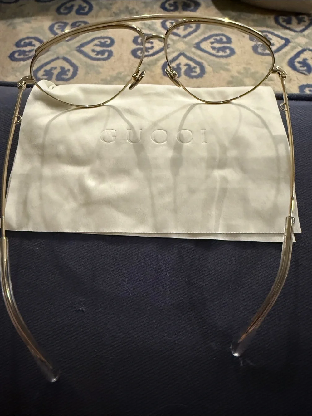Gucci Gold Metal Aviator Women's Glasses